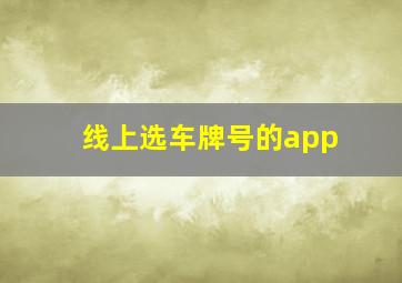 线上选车牌号的app