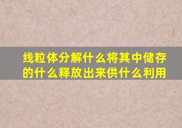 线粒体分解什么将其中储存的什么释放出来供什么利用