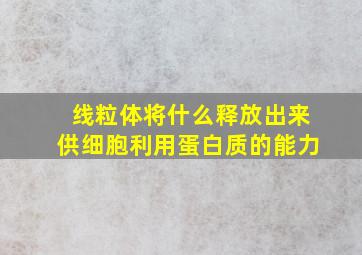 线粒体将什么释放出来供细胞利用蛋白质的能力