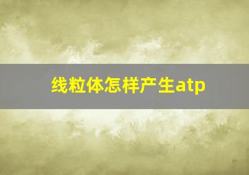 线粒体怎样产生atp