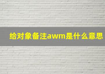 给对象备注awm是什么意思