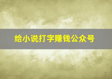 给小说打字赚钱公众号