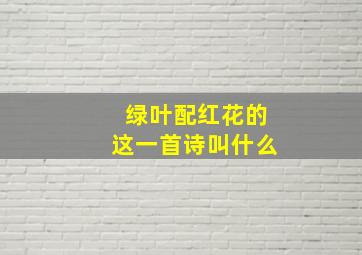 绿叶配红花的这一首诗叫什么