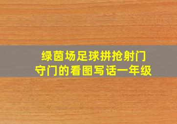 绿茵场足球拼抢射门守门的看图写话一年级