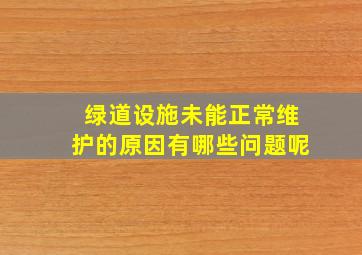 绿道设施未能正常维护的原因有哪些问题呢