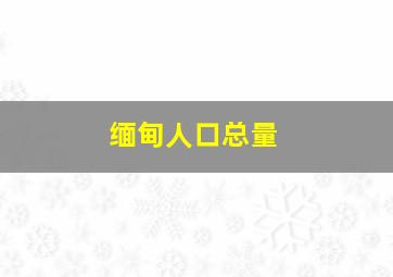 缅甸人口总量