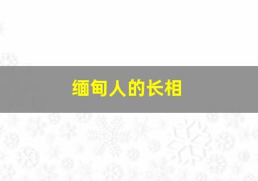 缅甸人的长相