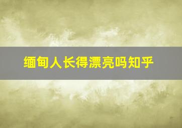 缅甸人长得漂亮吗知乎