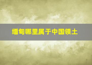 缅甸哪里属于中国领土