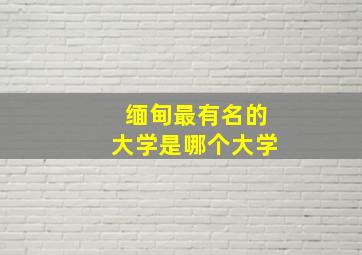 缅甸最有名的大学是哪个大学