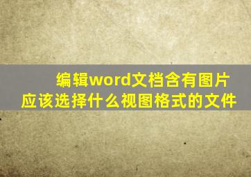 编辑word文档含有图片应该选择什么视图格式的文件