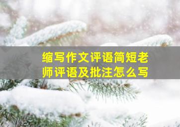 缩写作文评语简短老师评语及批注怎么写