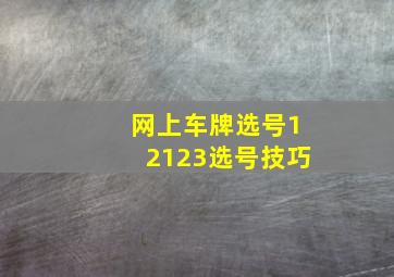 网上车牌选号12123选号技巧