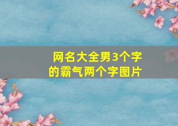 网名大全男3个字的霸气两个字图片