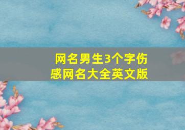 网名男生3个字伤感网名大全英文版