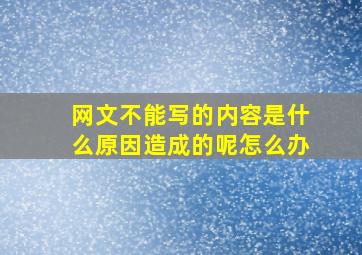 网文不能写的内容是什么原因造成的呢怎么办