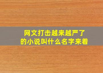 网文打击越来越严了的小说叫什么名字来着