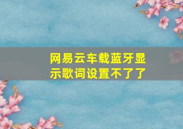 网易云车载蓝牙显示歌词设置不了了