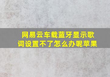 网易云车载蓝牙显示歌词设置不了怎么办呢苹果