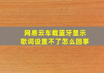 网易云车载蓝牙显示歌词设置不了怎么回事