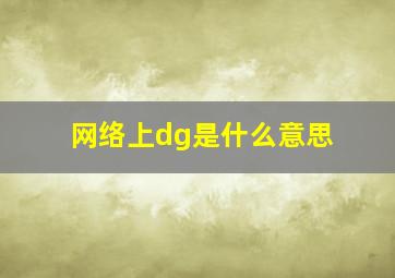 网络上dg是什么意思