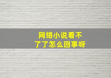 网络小说看不了了怎么回事呀