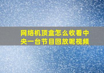 网络机顶盒怎么收看中央一台节目回放呢视频