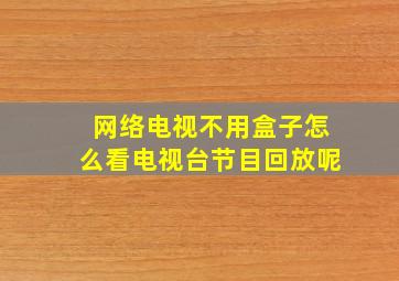 网络电视不用盒子怎么看电视台节目回放呢