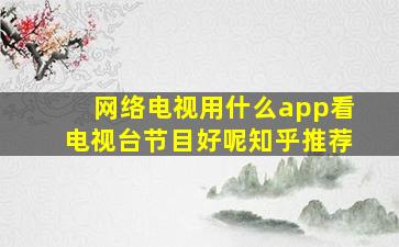 网络电视用什么app看电视台节目好呢知乎推荐