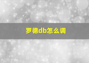 罗德db怎么调