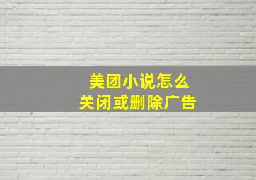 美团小说怎么关闭或删除广告