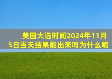 美国大选时间2024年11月5日当天结果能出来吗为什么呢