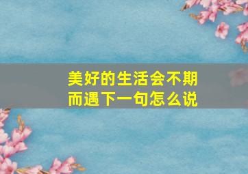 美好的生活会不期而遇下一句怎么说