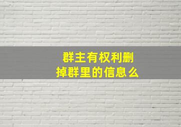 群主有权利删掉群里的信息么