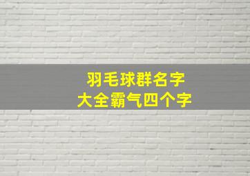 羽毛球群名字大全霸气四个字