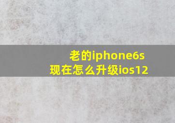 老的iphone6s现在怎么升级ios12