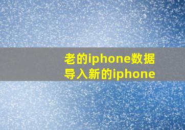 老的iphone数据导入新的iphone