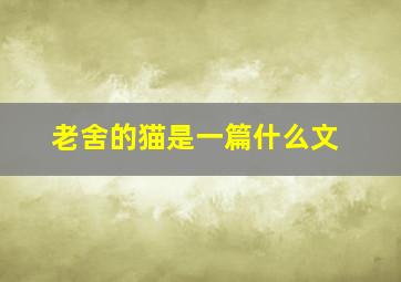 老舍的猫是一篇什么文