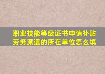 职业技能等级证书申请补贴劳务派遣的所在单位怎么填