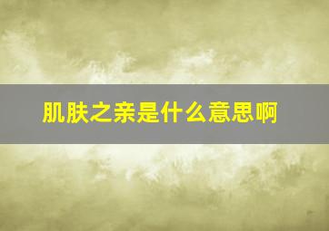 肌肤之亲是什么意思啊