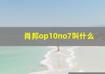 肖邦op10no7叫什么