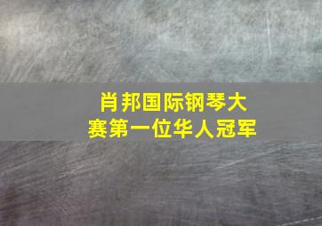 肖邦国际钢琴大赛第一位华人冠军