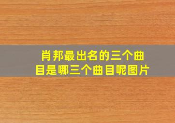 肖邦最出名的三个曲目是哪三个曲目呢图片