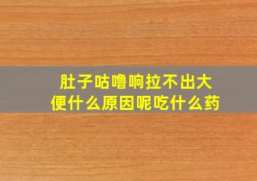 肚子咕噜响拉不出大便什么原因呢吃什么药