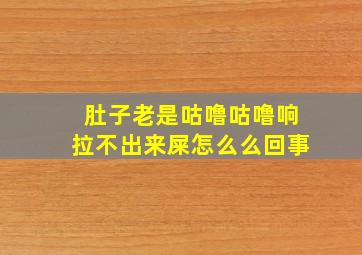 肚子老是咕噜咕噜响拉不出来屎怎么么回事