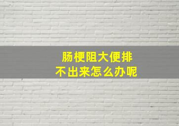 肠梗阻大便排不出来怎么办呢