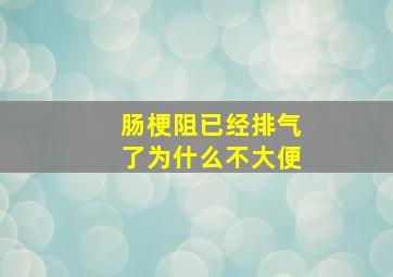 肠梗阻已经排气了为什么不大便