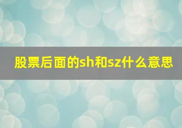 股票后面的sh和sz什么意思