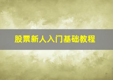 股票新人入门基础教程