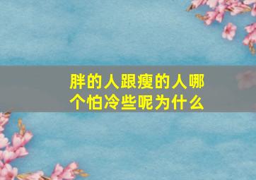 胖的人跟瘦的人哪个怕冷些呢为什么